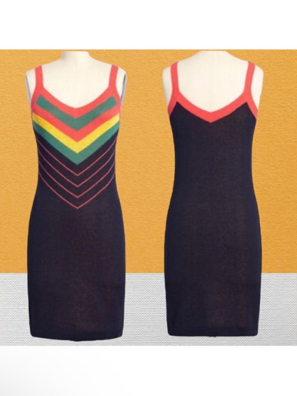 MODCLOTH Nostalgic Bliss Rainbow Knit Tank Dress M
